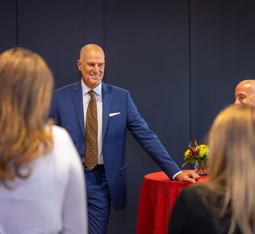 Jay Bilas meeting with Elon students and faculty