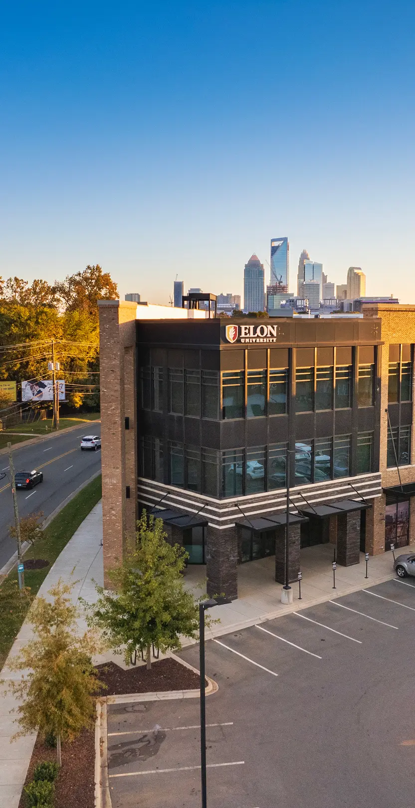 Wide shot of Elon University Charlotte building