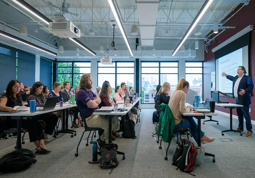 Class in session on the Elon University campus